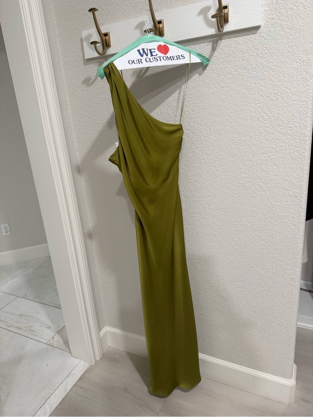 Zara Olive Green One-Shoulder Evening Gown